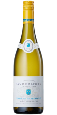 bottle of cave de lugny chardonnay white wine